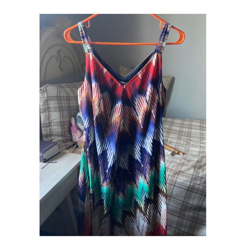 Robbie Bee Colorful Asymmetrical Patterned Dress